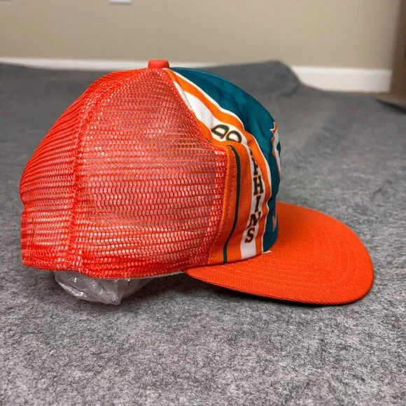 Vintage Miami Dolphins Mens Hat Snapback Orange Trucker New Era Football NFL Cap - Picture 4 of 6